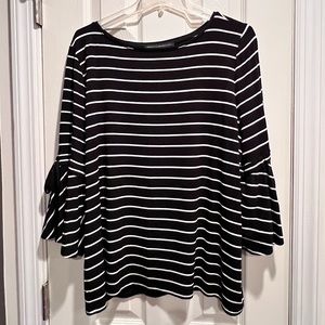 White House Black Market Adjustable Bell Sleeve Striped Shirt